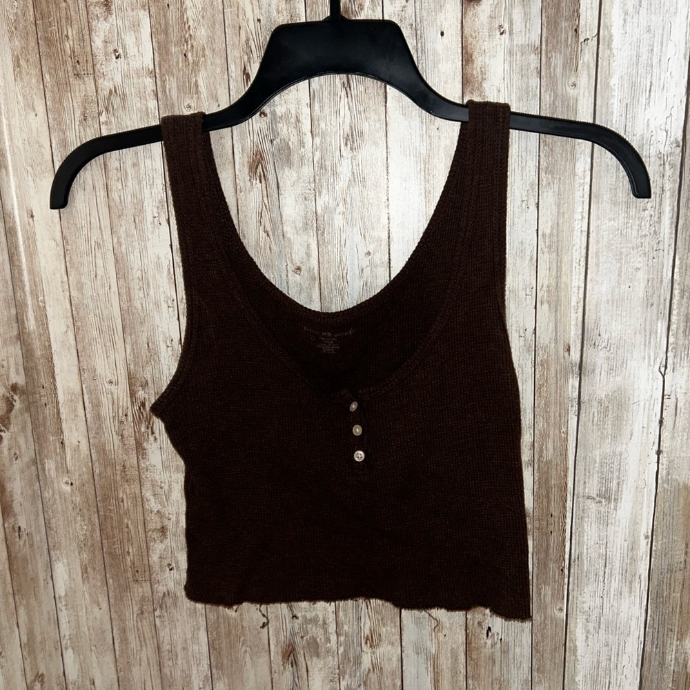 Elegant Dark Brown Knit Crop Top